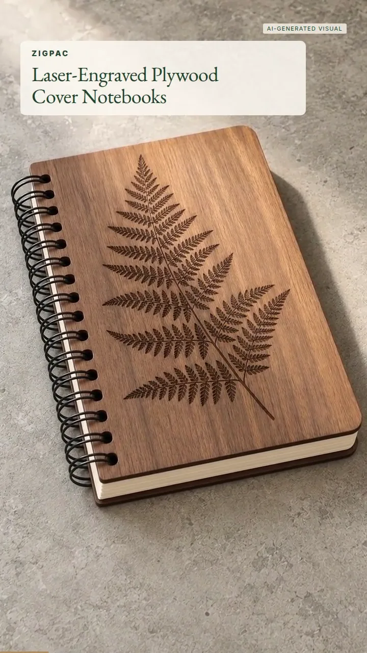 Buku Catatan Kayu Kustom dengan Sampul Kayu Lapis Berukir Laser: Video Singkat